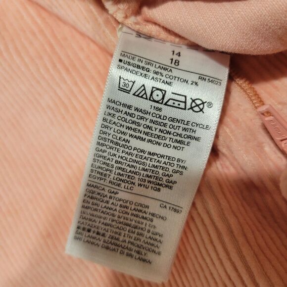Gap High Rise Wide Leg Crop Corduroy, pink Sz 14 - Picture 5 of 10
